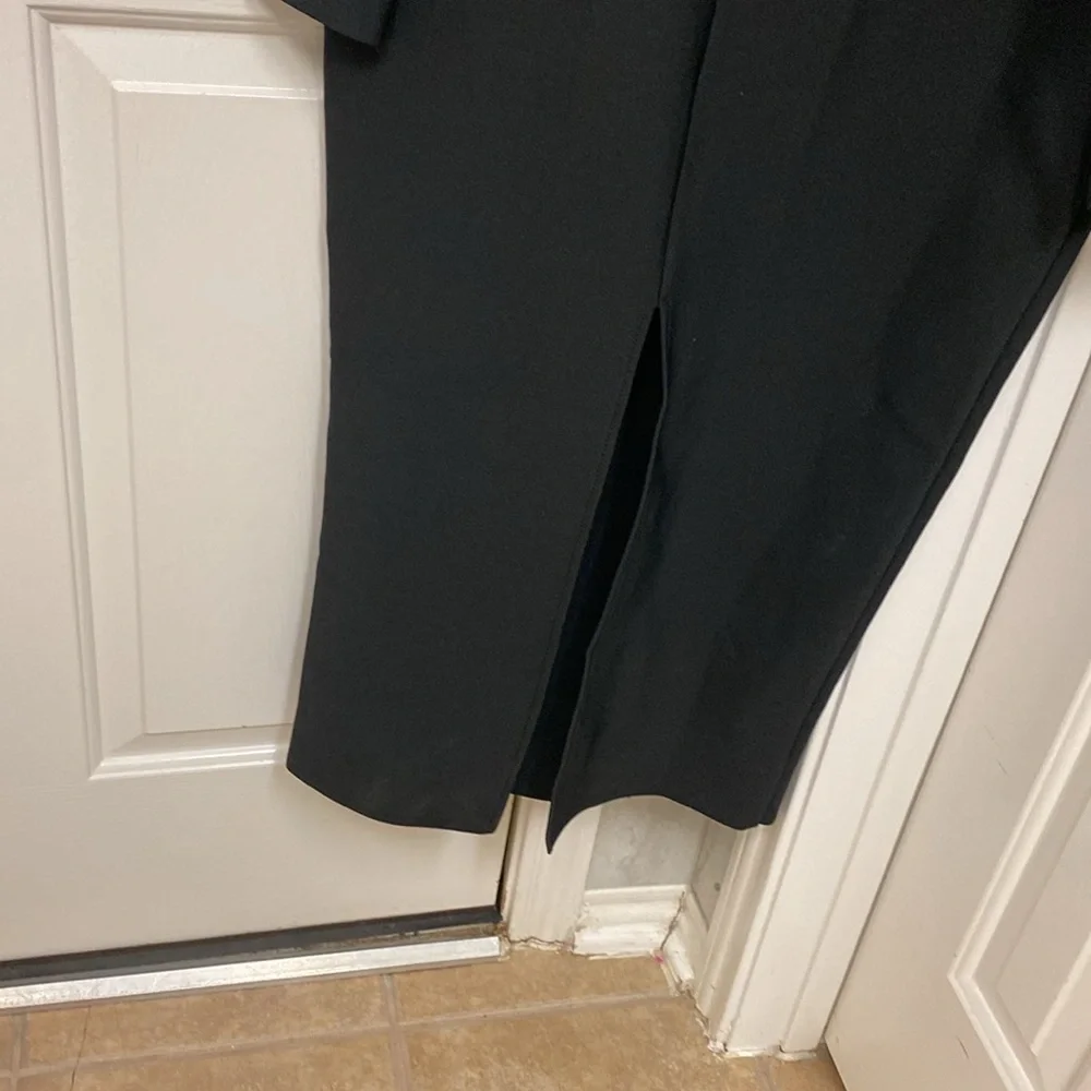 Karen Millen Black Sheath Dress with Notched Collar and Bishop Sleeves - Picture 8 of 15